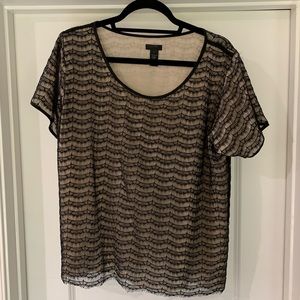 J. Crew Tops - J. Crew black and cream lacy short sleeved top J. Crew Tops - J. Crew black and cream lacy short sleeved top